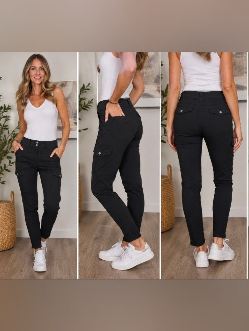 Anatomie Kate Skinny Cargo Travel Pants XS Black Stretch Luxury Travel
